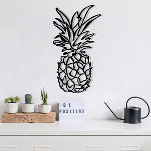 Decoratiune de perete, Ananas - M120, metal, 33 x 60 cm, negru imagine