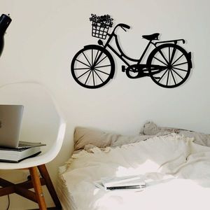 Decoratiune de perete, Bike, metal, 65 x 40 cm, negru imagine