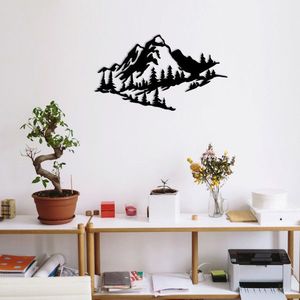 Decoratiune de perete, Mountain 2 Metal Wall Decor, metal, 47 x 40 cm, negru imagine