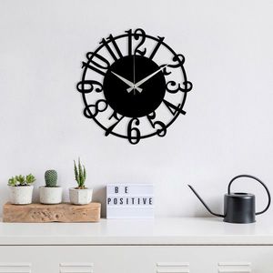 Ceas de perete, Enzoclock - S006, metal, 48 x 48 cm, negru imagine