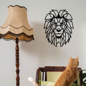 Decoratiune de perete, Lion Metal Decor, metal, 40 x 50 cm, negru imagine