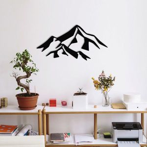 Decoratiune de perete, Mountain 1 Metal Wall Decor, metal, 80 x 40 cm, negru imagine