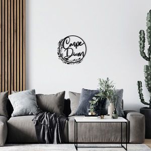 Decoratiune de perete, Carpe Diem, metal, 48 x 48 cm, negru imagine