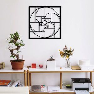 Decoratiune de perete, Golden Ratio, metal, 52 x 52 cm, negru imagine