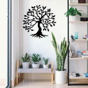 Decoratiune de perete, Tree Metal Wall Decor, metal, 60 x 60 cm, negru imagine