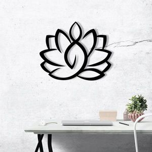 Decoratiune de perete, Lotus - M114, metal, 50 x 57 cm, negru imagine