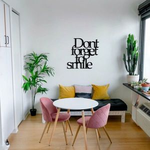 Decoratiune de perete, Dont Forget To Smile Metal Decor, metal, 70 x 67 cm, negru imagine