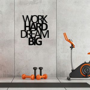 Decoratiune de perete, Work Hard Dream Big Metal Decor, metal, 65 x 70 cm, negru imagine