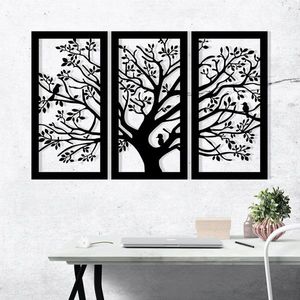 Decoratiune de perete, Arbol - M124, metal, 103 x 65 cm, negru imagine