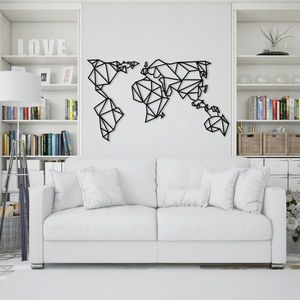 Decoratiune de perete, World Map Metal Decor 4, Metal, Dimensiune: 140 x 80 cm, Negru imagine