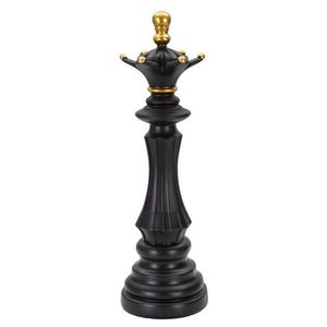 Statueta decorativa / Piesa de sah Regina, Black Queen, Mauro Ferretti, Ø12 x 37 cm, polirasina, negru/auriu imagine