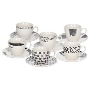 Set 6 cesti de ceai cu farfurie Iris Zenith, Tognana Porcellane, 200 ml, portelan New Bone China, multicolor imagine