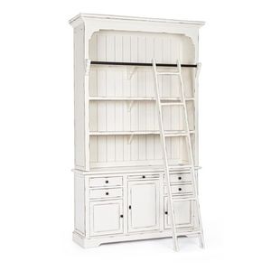 Biblioteca cu scara Jefferson, Bizzotto, 143.5x40.6x233.7 cm, lemn de mango/MDF, alb imagine