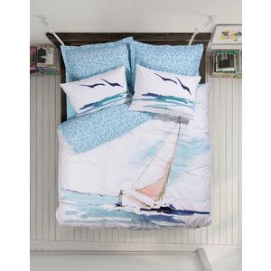 Lenjerie de pat dubla, Sail - Blue, Cotton Box, Bumbac Ranforce imagine