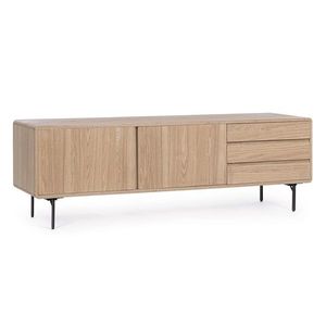 Comoda TV Widald, Bizzotto, 160 x 40 x 50 cm, MDF/furnir din lemn de frasin, natural imagine