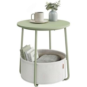 Masuta pentru cafea Vasagle, D45 x 51 cm, PAL/otel/poliester, verde/bej imagine