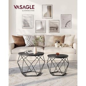 Set 2 masute de cafea Modern, Vasagle, blat detasabil, 60x45 cm, max 30 kg, otel/PAL, gri/negru imagine