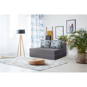 Canapea extensibila Urban Living Bedora 136x80x40 cm Grey/Grey Flower imagine