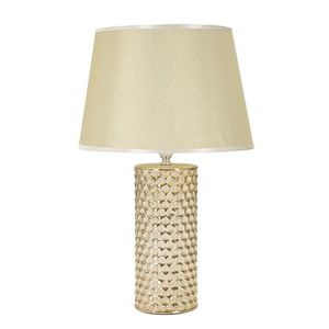 Lampa de masa, Glam Gold, Mauro Ferretti, 1 x E27, 40W, Ø30 x 47.5 cm, ceramica/fier/textil, alb/auriu imagine