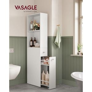 Dulap ingust pentru baie Slim, Vasagle, 40x18x134.4 cm, MDF, gri imagine