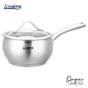 Cratita cu capac 1.8 L, ORIGINI by Chef Nicolai Tand, Cooking by Heinner, 16x9 cm, inox/sticla termorezistenta, argintiu imagine