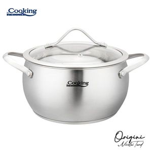 Oala cu capac 2.5 L, ORIGINI by Chef Nicolai Tand, Cooking by Heinner, 18x10 cm, inox/sticla termorezistenta, argintiu imagine