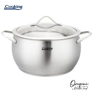 Oala cu capac 6 L, ORIGINI by Chef Nicolai Tand, Cooking by Heinner, 24x13.5 cm, inox/sticla termorezistenta, argintiu imagine