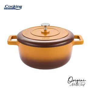 Oala cu capac 3.9 L, ORIGINI by Chef Nicolai Tand, Cooking by Heinner, 24x12 cm, aluminiu/ceramica, portocaliu degrade/gri imagine