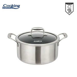 Oala cu capac 5 L, Titanium, Cooking by Heinner, 24x12 cm, inox/sticla, argintiu imagine