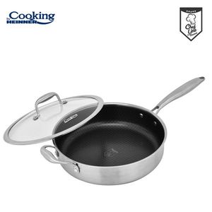 Tigaie adanca 4.2 L, Titanium, Cooking by Heinner, 28x7.5 cm, inox/sticla, argintiu imagine