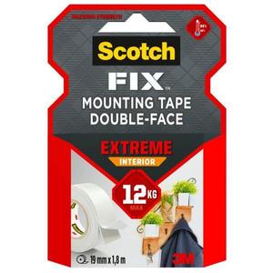 Banda Dublu Adeziva Montare Super Rezistenta - 3M Scotch Fix Mounting Tape Double-Face Extreme Interior, 12 kg, 19 mm x 1, 8 m, 1 buc imagine