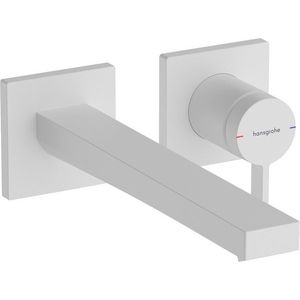 Baterie lavoar Hansgrohe Tecturis E din 2 elemente de perete pipa 22.5cm alb mat imagine