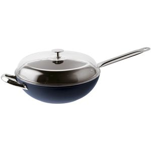 Tigaie tip WOK cu capac Sambonet Midnight Blue 32cm inductie albastru imagine