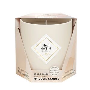 Lumanare parfumata My Jolie Candle Les Essentielles Tea Flower 180g + bratara aurie cu decor bej imagine