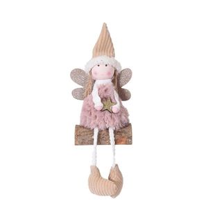 Decoratiune ingeras Sitting Angel roz 23 cm imagine