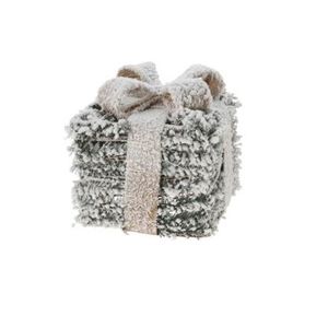 Decoratiune Snowy Gift din ratan verde 17x17 cm imagine