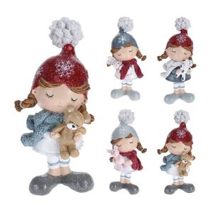 Statueta Fetita cu jucarie Winter 15 cm - modele diverse imagine