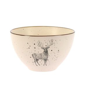 Bol ceramica crem Winter Reindeer 14.5 cm 450 ml imagine