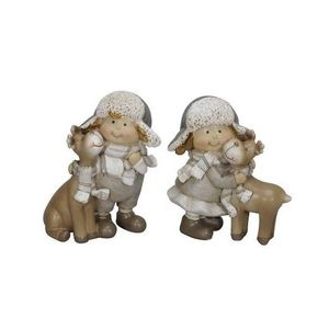 Statueta copil cu ren Winter Hug 10 cm - modele diverse imagine