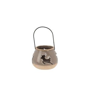 Candela din portelan Cozy Lights gri 11.5x8.5 cm imagine