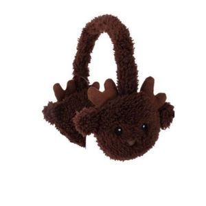 Casti imblanite pentru copii Cozy Reindeer maro 19x15 cm imagine