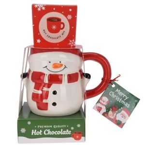 Set cana Craciun din ceramica Snowman's Gift 10x19 cm imagine