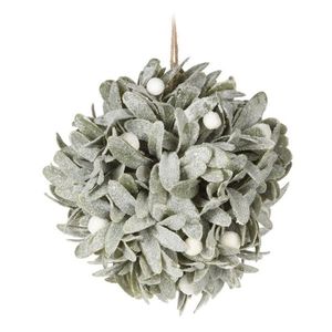 Vasc decorativ Frosty Mistletoe verde cu bobite albe 17 cm imagine