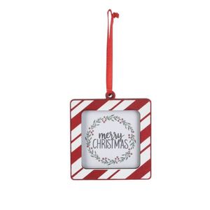 Decoratiune brad personalizabil cu poza Square Memories rosu 7x9 cm imagine