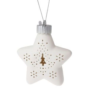 Decoratiune brad stea Christmas Glow alb 9x10 cm - modele diverse imagine