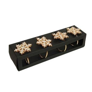 Set 4 inele pentru servet Golden Snowflake auriu 5x4 cm imagine