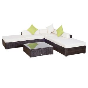 Outsunny Set Mobilier de Grădină 18 Piese din Ratan Sintetic Maro 80x80x50cm | Aosom Romania imagine