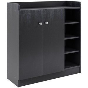 HOMCOM Dulap pentru Pantofi, Organizator Încălțăminte cu Design Compact, 83x30x90 cm, Negru | Aosom Romania imagine