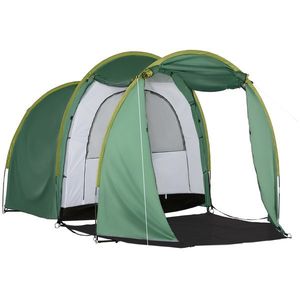 Outsunny Cort Mare pentru Camping, 4-6 Persoane, cu 2 Compartimente Separabile, Ventilație Excelentă, 410x240x195cm, Verde | Aosom Romania imagine