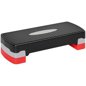 HOMCOM Step Fitness pentru Aerobic, Stepper cu Inaltime Reglabila 10-15 cm pentru Antrenament Acasa sau la Sala de Sport, 68x29cm Negru si Rosu imagine